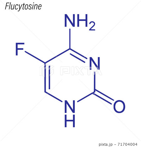 Vector Skeletal formula of Flucytosine. Drug chemical molecule. 71704004