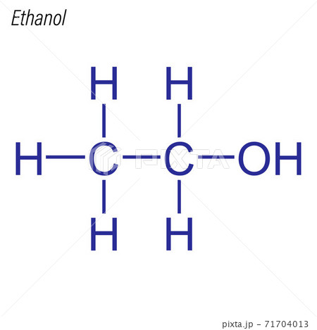 Vector Skeletal formula of Ethanol. Antimicrobial chemical molec 71704013