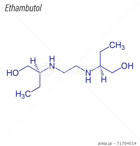 Vector Skeletal formula of Ethambutol. Drug chemical molecule. 71704014