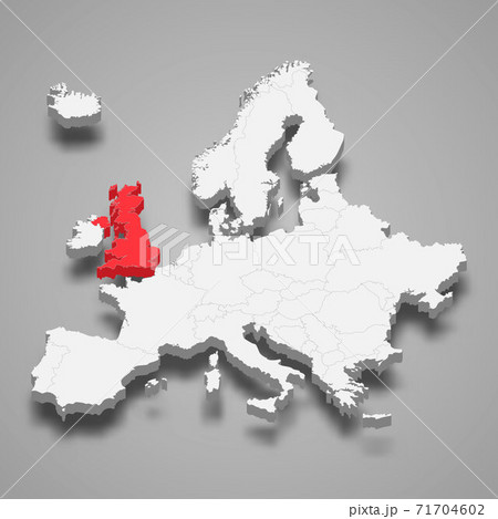 United Kingdom country location within Europe 3d map 71704602