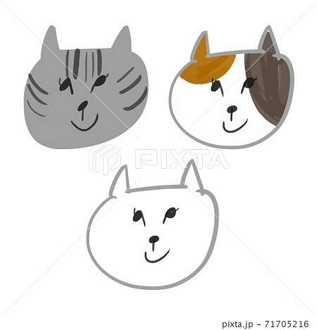 3種類3匹のかわいい猫の顔のイラスト素材