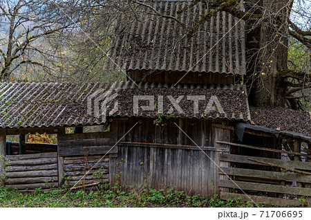 The old abandoned wooden house in the russian village 71706695