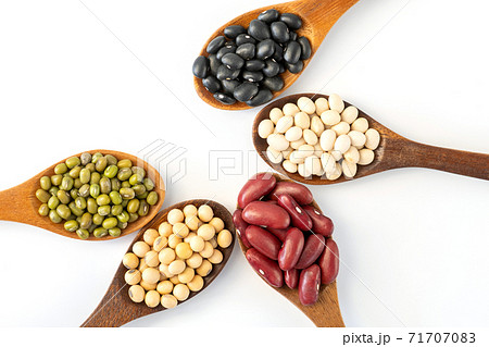 Collection of whole grains seeds isolated on white background. Collection of whole grains seeds isolated on white background. 71707083