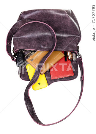 soft ladies leather bag with dropped contents 71707795