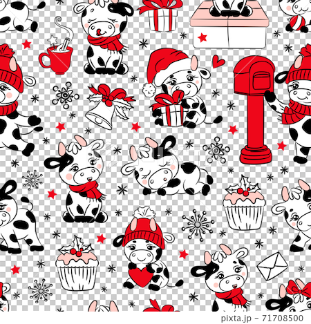 BULL CHRISTMAS 2021 New Year Merry Christmas Cartoon Holiday Hand Drawn Cute Animal White Seamless Pattern Vector Illustration For Print BULL CHRISTMAS 2021 New Year Merry Christmas Cartoon Holiday Hand Drawn Cute Animal White Seamless Pattern Vector Illustration For Print 71708500