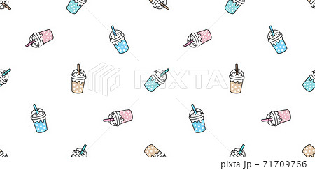 Boba Tea Seamless Pattern Vector Bubble Milk のイラスト素材