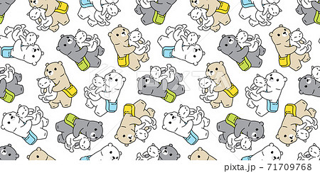 bear seamless pattern polar vector cat kitten repeat wallpaper teddy scarf isolated cartoon tile background doodle illustration design 71709768