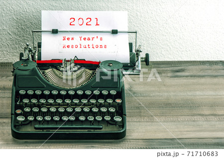 Vintage typewriter white paper 2021 New Years Resolutions 71710683