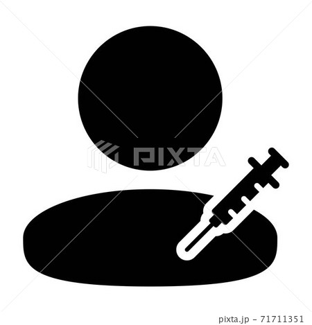 Human icon vector with vaccine syringe male user person profile avatar symbol for medical and healthcare treatment in a glyph pictogram illustration 71711351