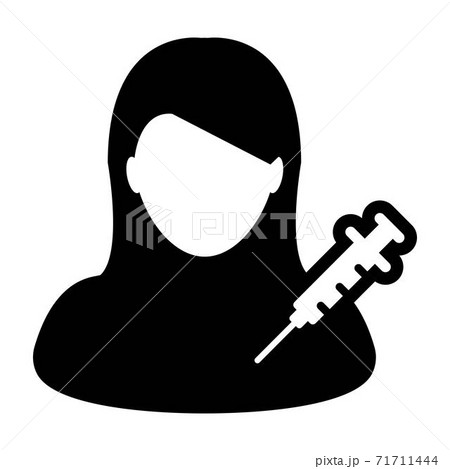 Clinic icon vector with vaccine syringe female user person profile avatar symbol for medical and healthcare treatment in a glyph pictogram illustration Clinic icon vector with vaccine syringe female user person profile avatar symbol for medical and healthcare treatment in a glyph pictogram illustration 71711444