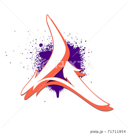 Graffiti alphabet. Letter L against a background of spray paint. Vector illustration 71711954