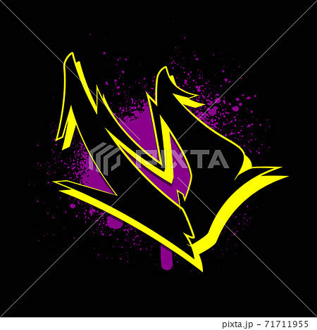 Graffiti alphabet. Letter M against a background of spray paint. Vector illustration 71711955