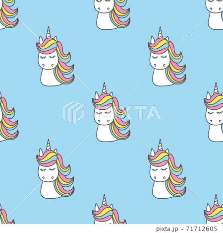 Seamless pattern with cute cartoon unicorns. Seamless pattern with cute cartoon unicorns. 71712605