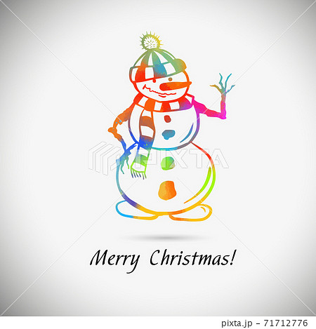 snowman multicolored. Merry Christmas and Happy New Year, Mixed media. Vector Illustration snowman multicolored. Merry Christmas and Happy New Year, Mixed media. Vector Illustration 71712776