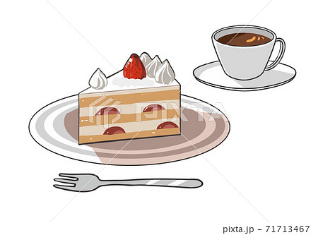 コーヒーとケーキのイラスト素材