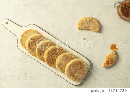 Moroccan Harcha Semolina pan fried.  71714729