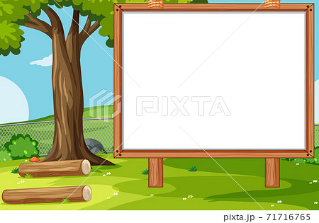 Empty banner board in nature park scenery 71716765