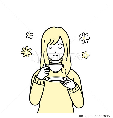 お茶を飲む女性　リラックス 71717645