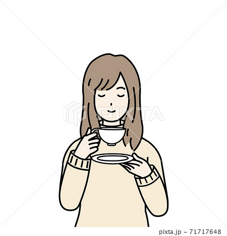 お茶を飲む女性 リラックス お茶を飲む女性 リラックス 71717648