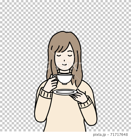お茶を飲む女性 リラックス お茶を飲む女性 リラックス 71717648
