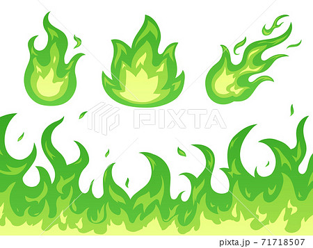緑の炎 セットのイラスト素材