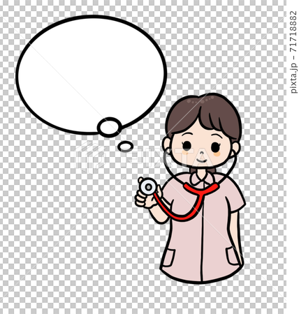 吹き出し付きの聴診器を使う看護師のイラストのイラスト素材 7171