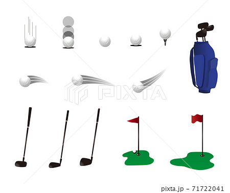 ゴルフのボールの動き クラブ ゴルフ場イラストのイラスト素材