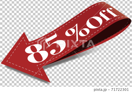 85per_off下向き矢印で目を引く値下げマーク ベクターイラスト背景透明
