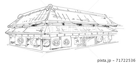 鉛筆画風 江戸の商店 71722536