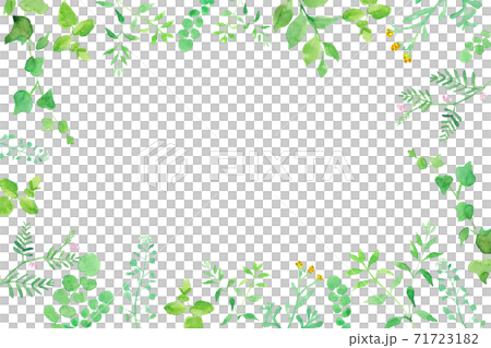 Frame of green flowers Trace vector of watercolor illustration 71723182