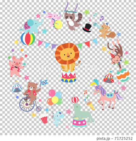 Circus illustration in a round frame Circus illustration in a round frame 71725252