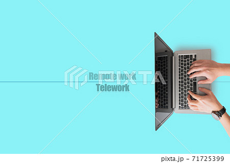 在宅ワーク テレワークイメージ素材 ブルー 在宅ワーク テレワークイメージ素材 ブルー 71725399