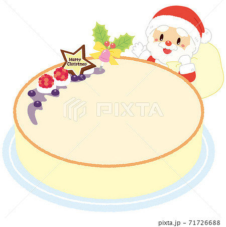 可愛いサンタさんのクリスマスチーズケーキのフレームのイラスト素材