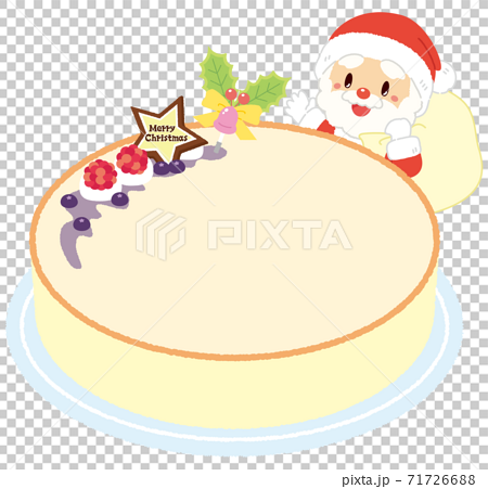 可愛いサンタさんのクリスマスチーズケーキのフレームのイラスト素材