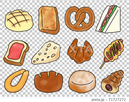 菓子パンセットのイラスト素材