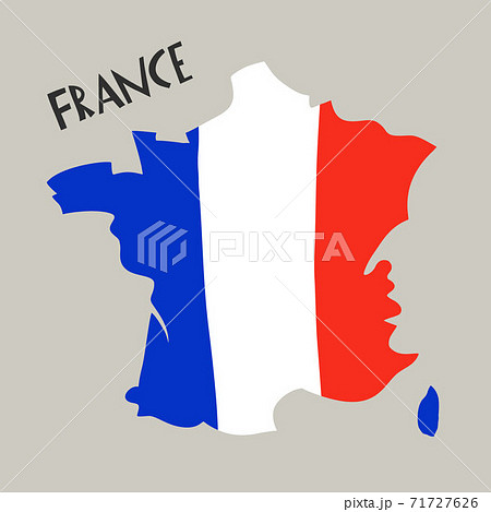 Vector hand drawn stylized map of France with flag. Travel illustration. Geography illustration. Europe map element 71727626