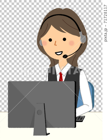 コールセンター 制服姿の女性 コールセンター 制服姿の女性 71728117