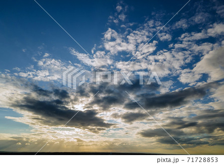 Amazing pink purple sky during sunset over beautiful natural view of heaven 71728853