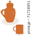 Clay ceramic kitchen utensils for food and drinks. 71728951