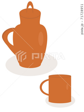 Clay ceramic kitchen utensils for food and drinks. 71728951