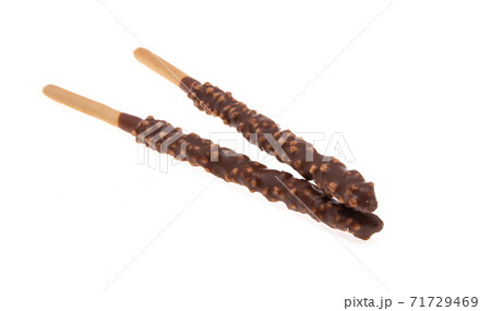 biscuit sticks in chocolate isolated 71729469