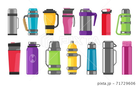 Thermos vacuum flask set isolated on white background Thermos vacuum flask set isolated on white background 71729606