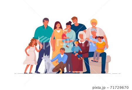 Portrait of big happy family of many people Portrait of big happy family of many people 71729670