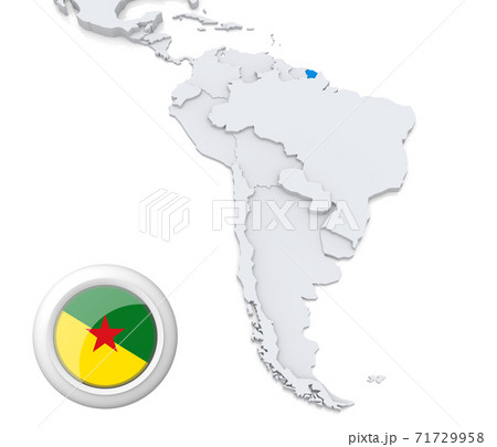 French Guiana on a map of South America 71729958
