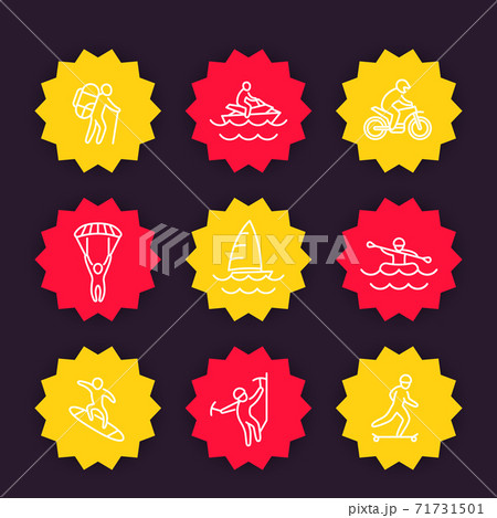 extreme outdoor activities icons, linear style 71731501