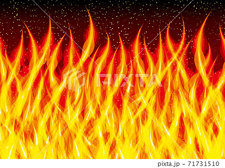 赤く燃え上げる火炎と火の粉のイラスト素材