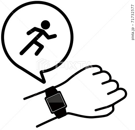 腕のスマートウォッチを確認する様子のベクターイラスト ランナーアイコンのイラスト素材