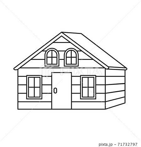 Line art black and white wooden cabin 71732797