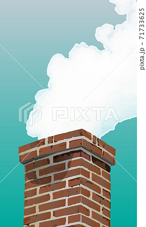 リアルなレンガの煙突と煙 空 縦型のイラスト素材