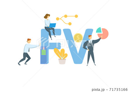FV, Future Value. Concept with keywords, people and icons. Flat vector illustration. Isolated on white. 71735166